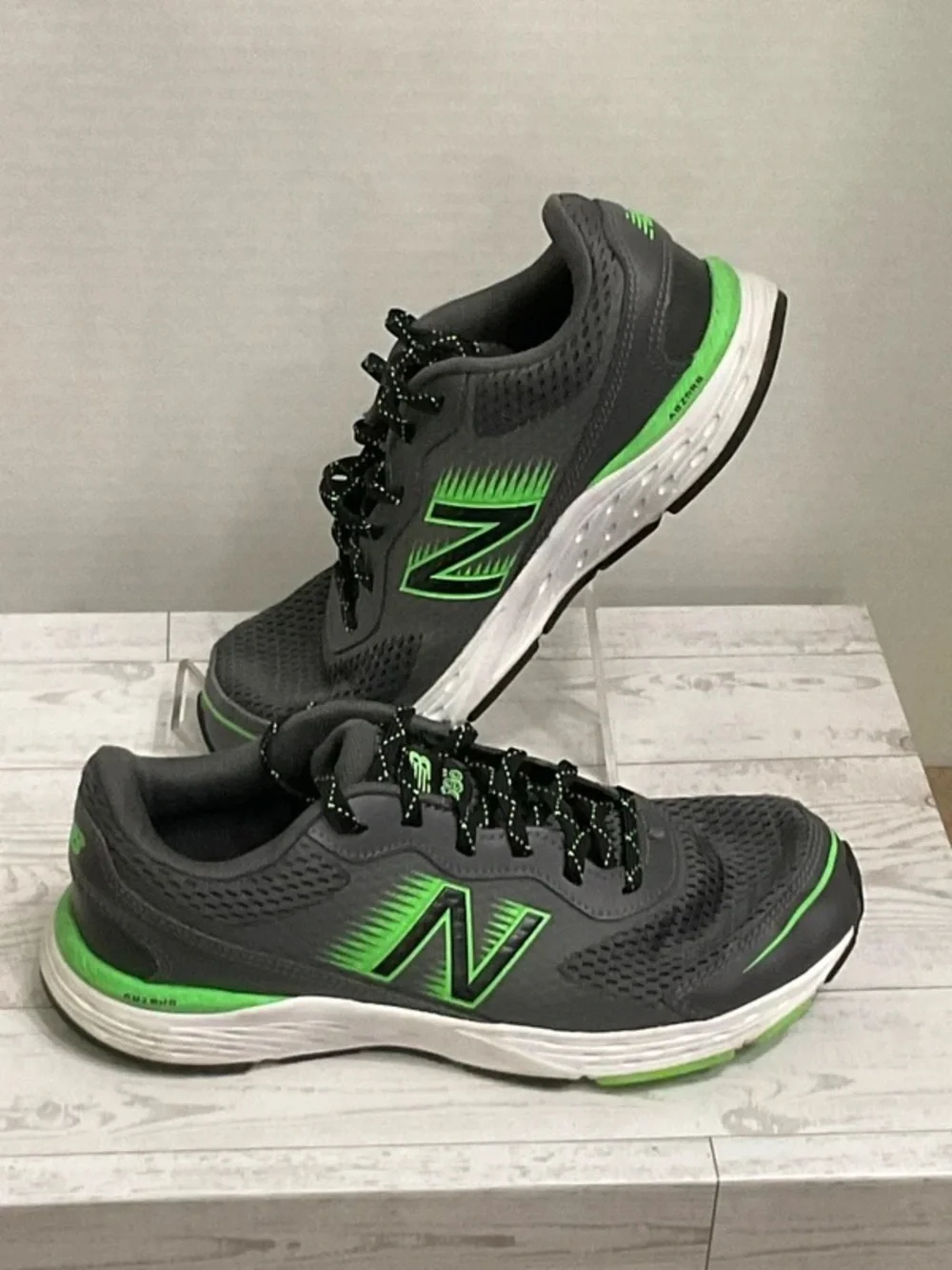 New Balance Kids Gray Sneakers with Neon Green Accents
